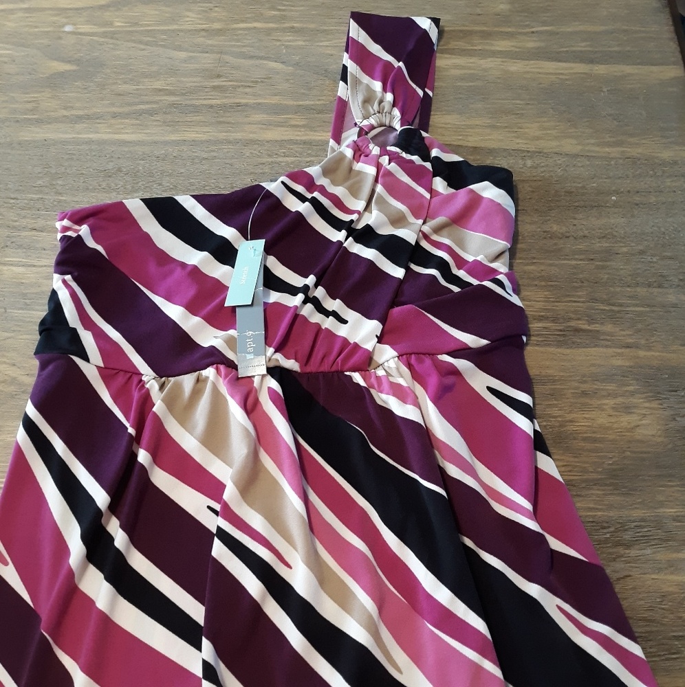 NEW! APT 9 ONE SHOULDER  MULTICOLORED TOP SZ S